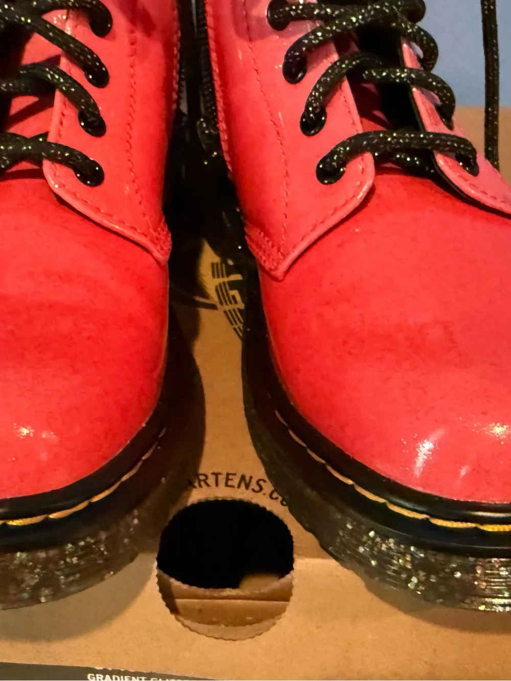 Dr. Martens 1460 J Pink Gradient Glitter Lace-Up Boots